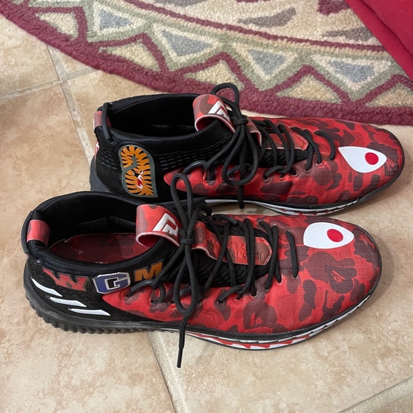 Adidas A Bathing Ape x Dame 4 'Red Camo' Size 11 Men Sneakers
